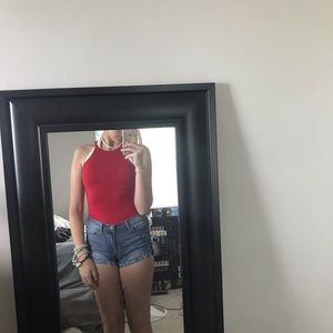 red halter neck top